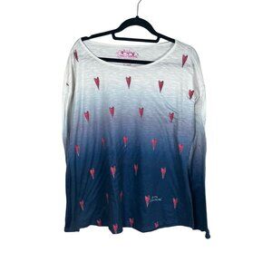 Leoma Love Grove Heart Top XL Blue Funky Preppy Classic Retro Artsy Summer Chic